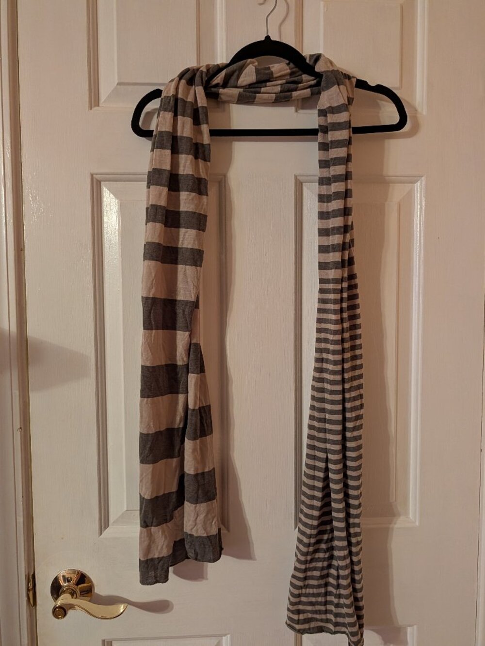 Olive and Cream Striped Scarf